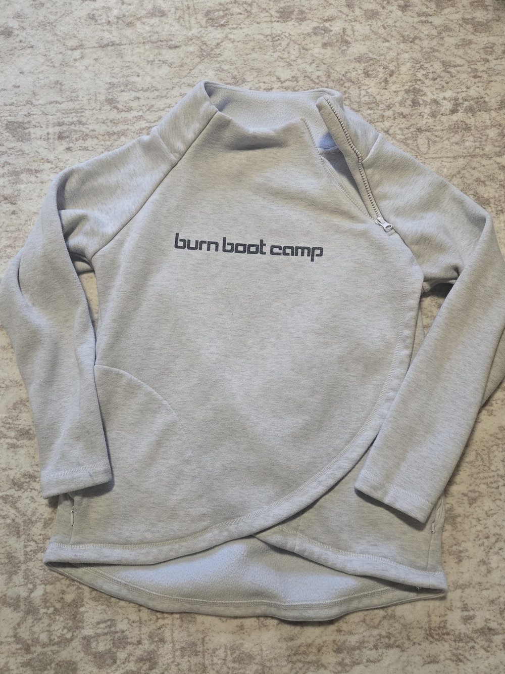 Burn Boot Camp Cowl Neck Light Gray Pullover Sweatshirt XS